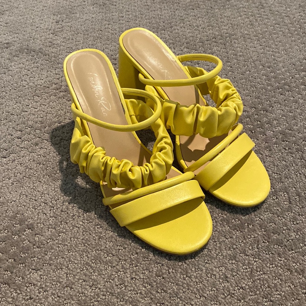 Pastel yellow sandal heels
